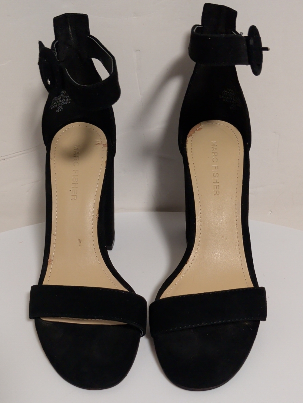 Marc Fisher Black Suede Ankle-Strap Block Heels